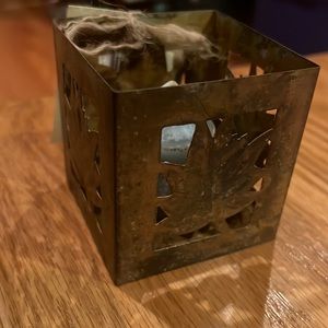 Park Imports Solid Brass Leaf Square Votive Accessory 3”